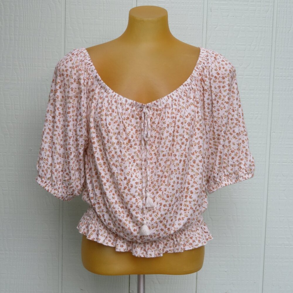 Off-shoulder soft peasant top